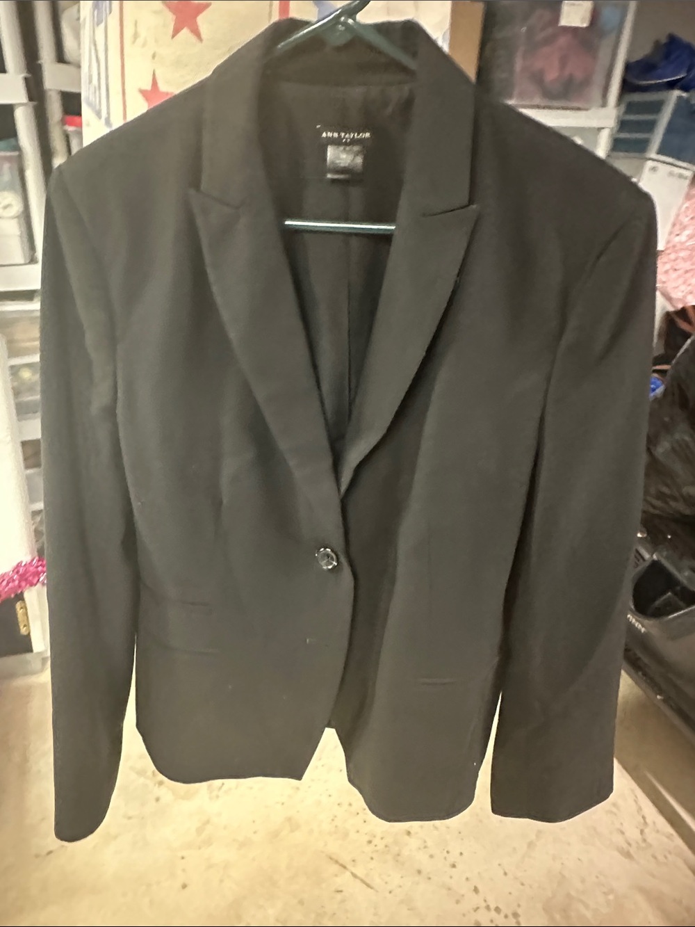 Ann Taylor Women's Black Single-Button Blazer with Notched Lapel